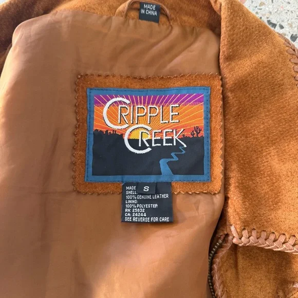 Cripple creek women’s Suede leather Zip-Front Jacket in Chestnut Brown size S - Picture 5 of 7